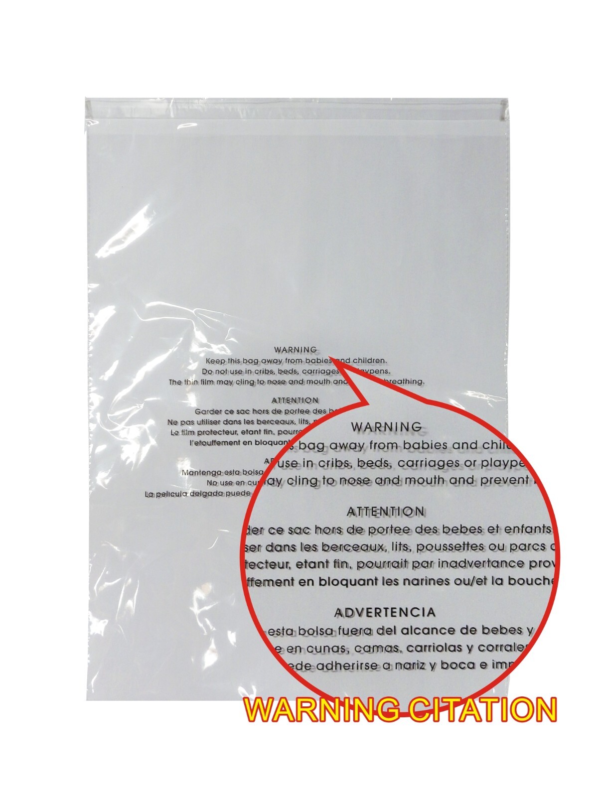 Yens #7 (14.5″x19″) – 1000pcs/Box Clear Plastic bags -with warning citation