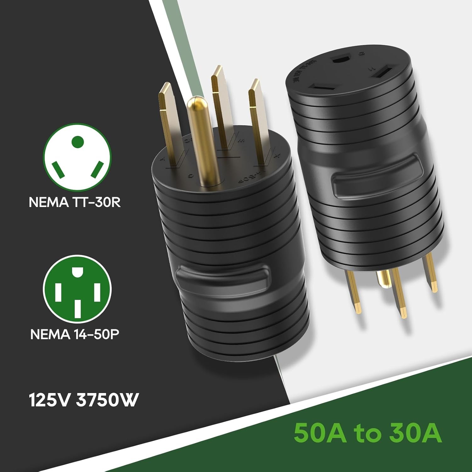 50 Amp to 30 Amp RV Adapter NEMA 14-50P to TT-30R Electrical Plug Converter