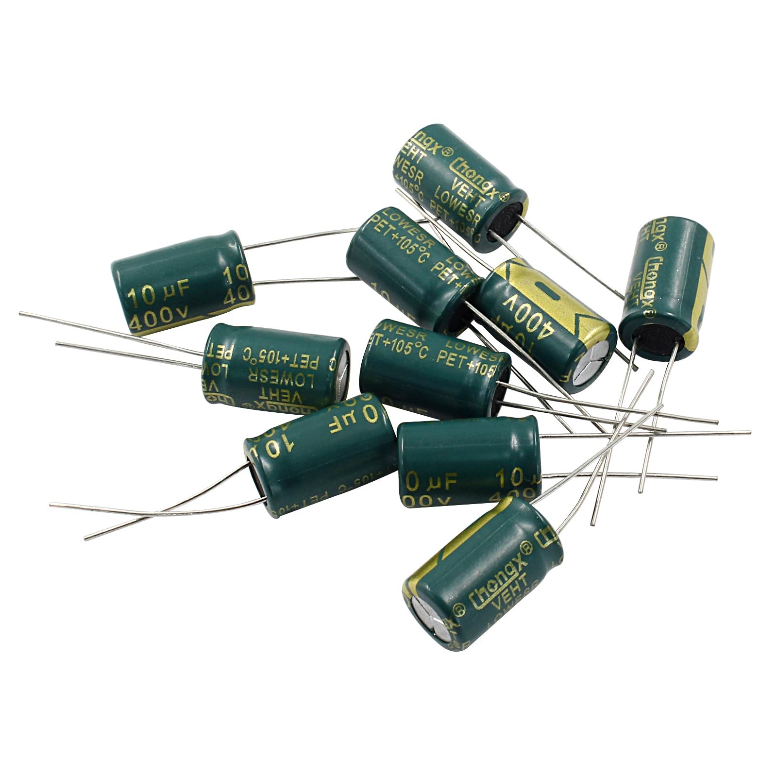 10PCS 400V 10UF Electrolytic Capacitor, 0.39×0.63in High Frequency Aluminum E…