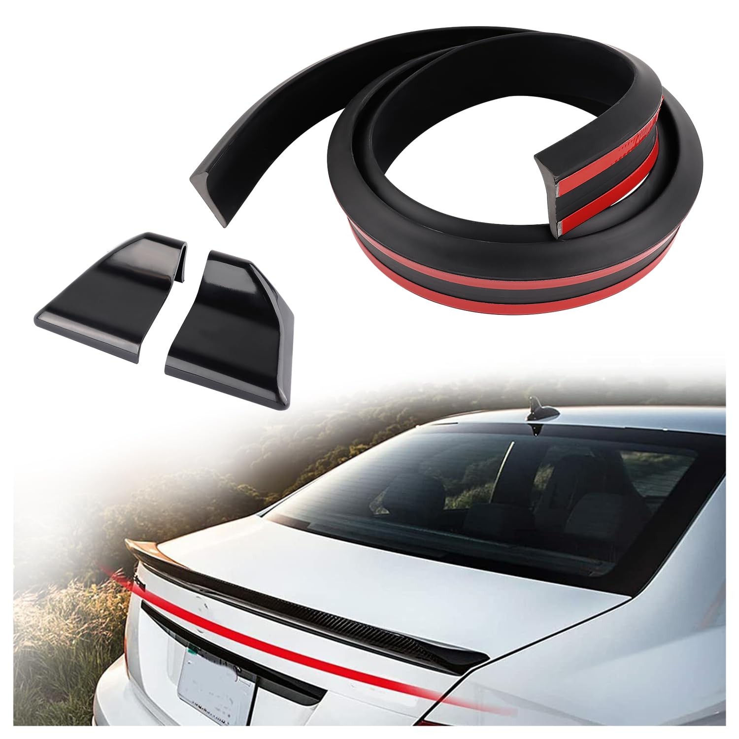 Carbon Fiber Rear Spoiler Wing 4.9 Ft Reflective Carbon Fiber Car Rear Spoiler