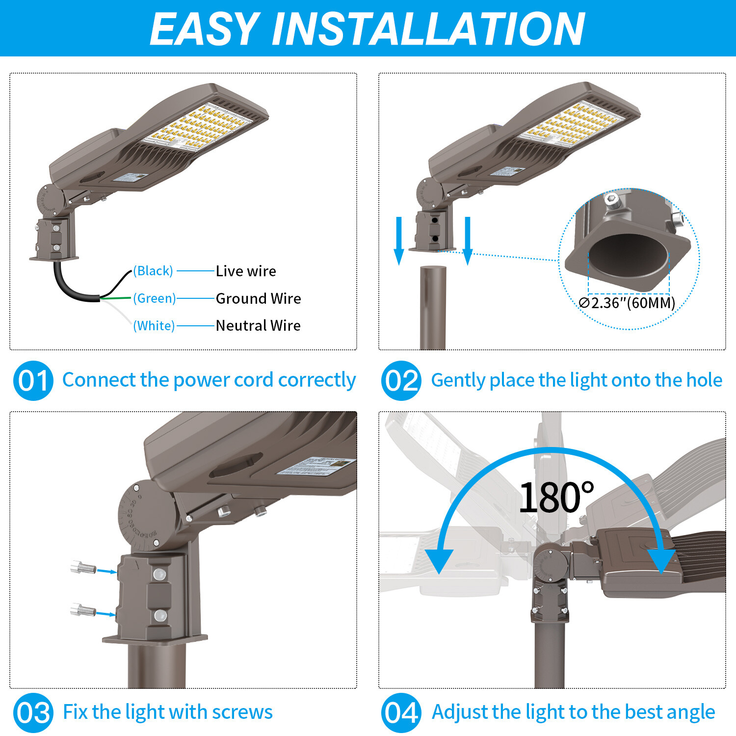 480V LED Parking Lot Bulb 150W Pole Mounted Shoebox Fixture Street Area Lights