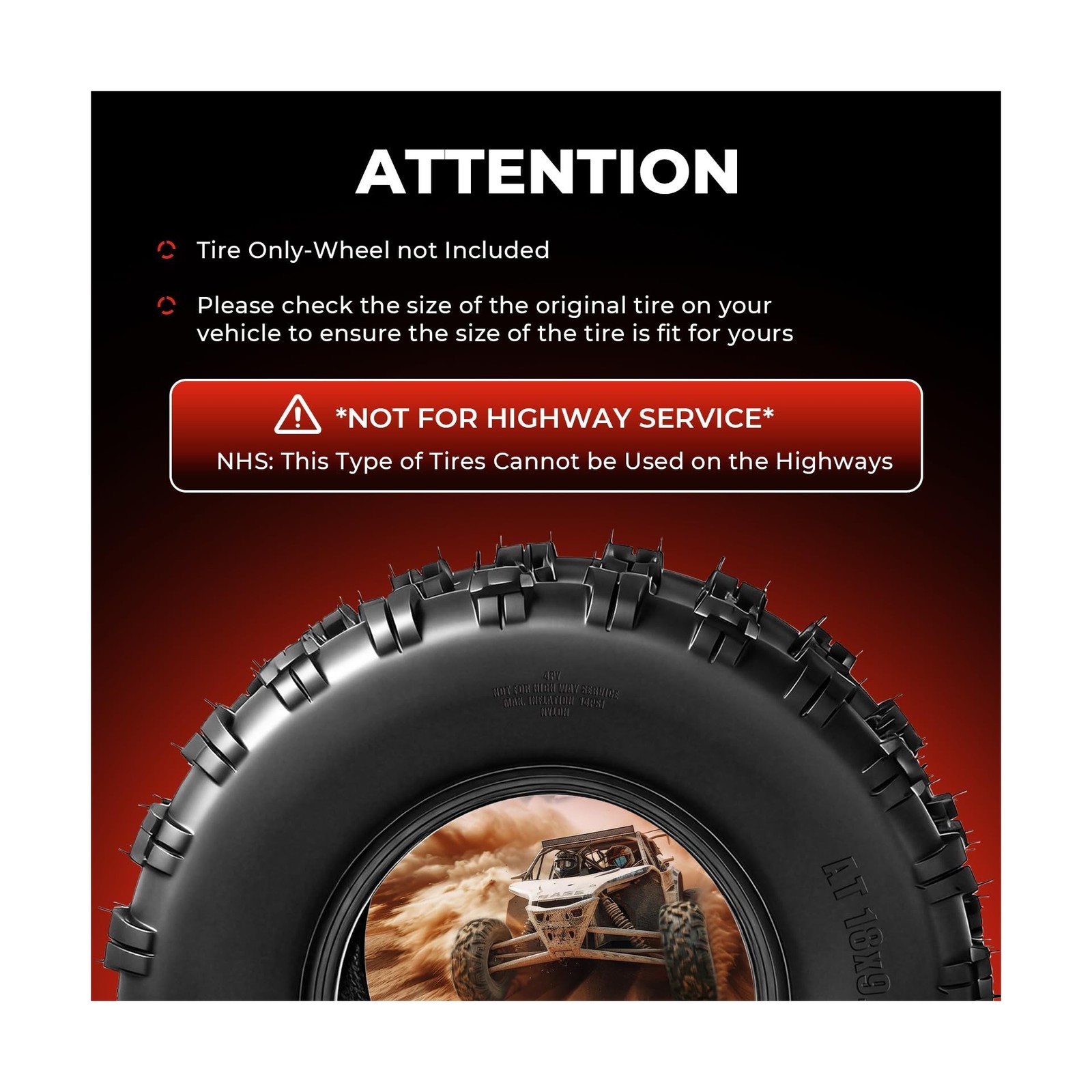 Set of 2 18×9.5-8 ATV UTV Tires, 18×9.5×8 All-Terrain Tires | 4-Ply Rated, He…