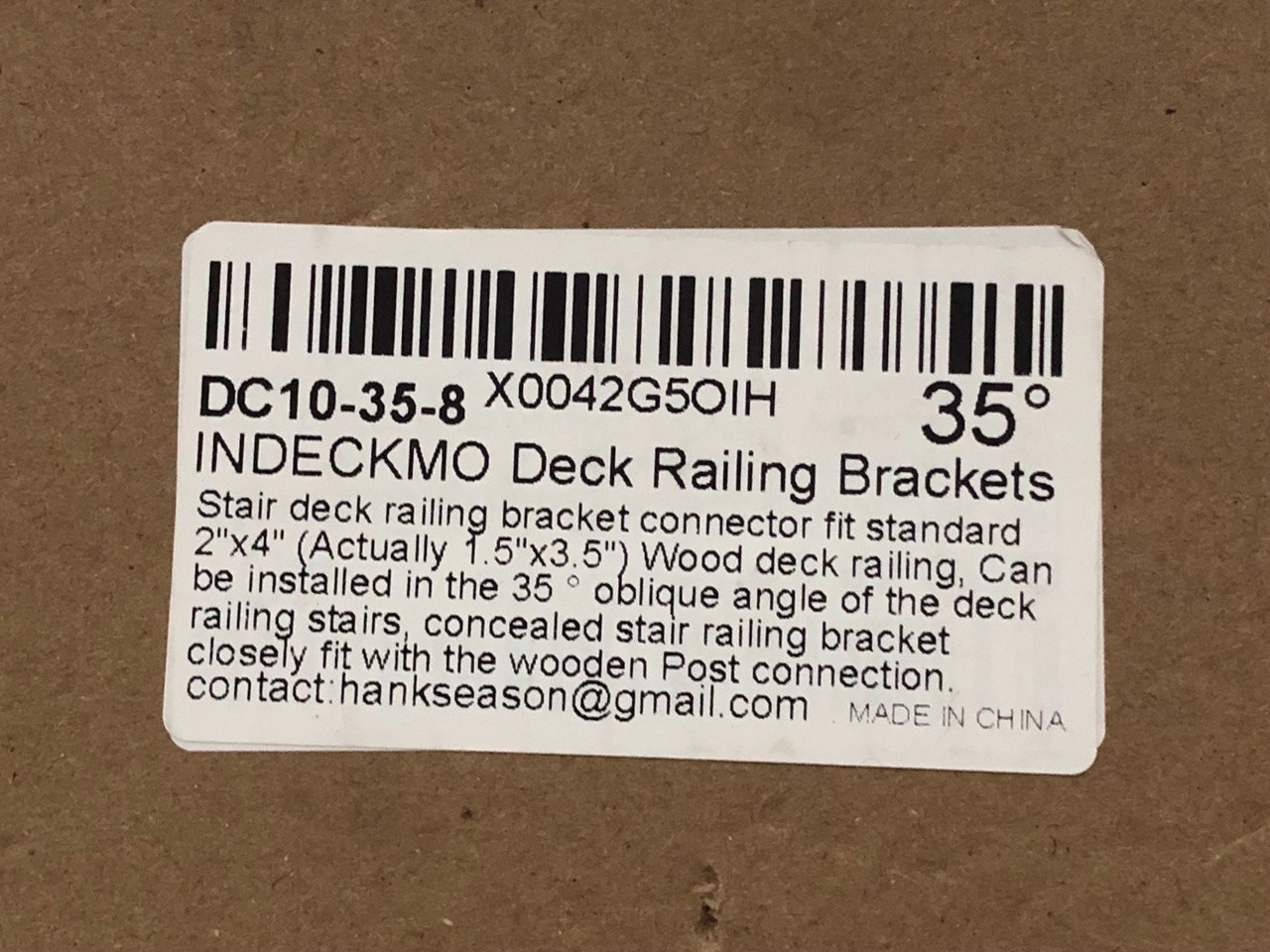 INDECKMO Deck Railing Brackets 35* DC10-35-8