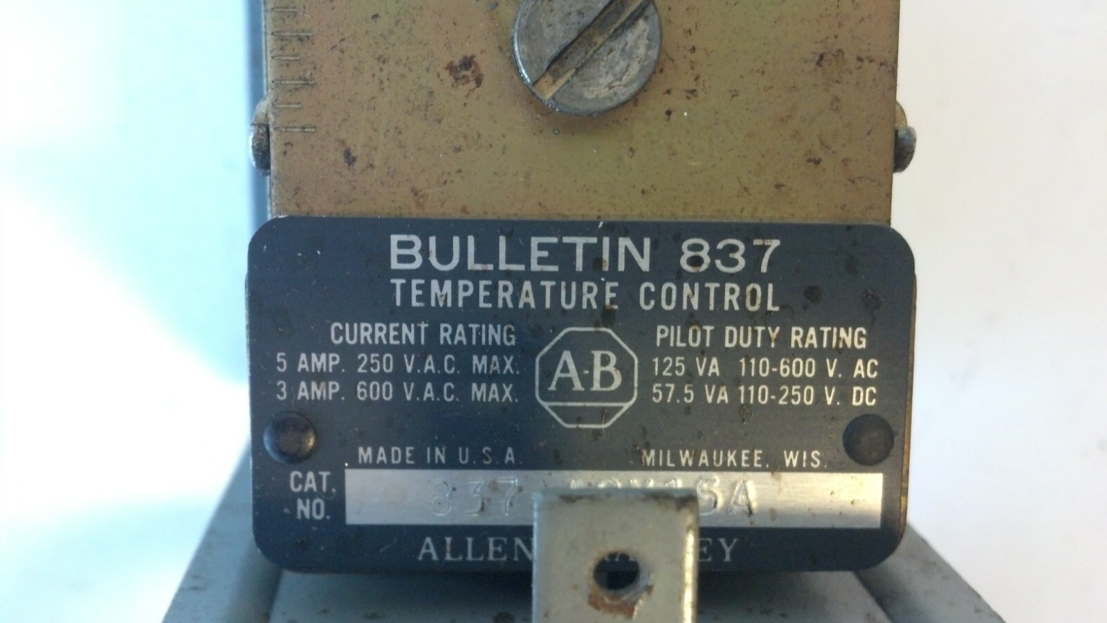 Allen-Bradley 837-A9X15A Max 600 V AC 5 A Temperature Control Switch