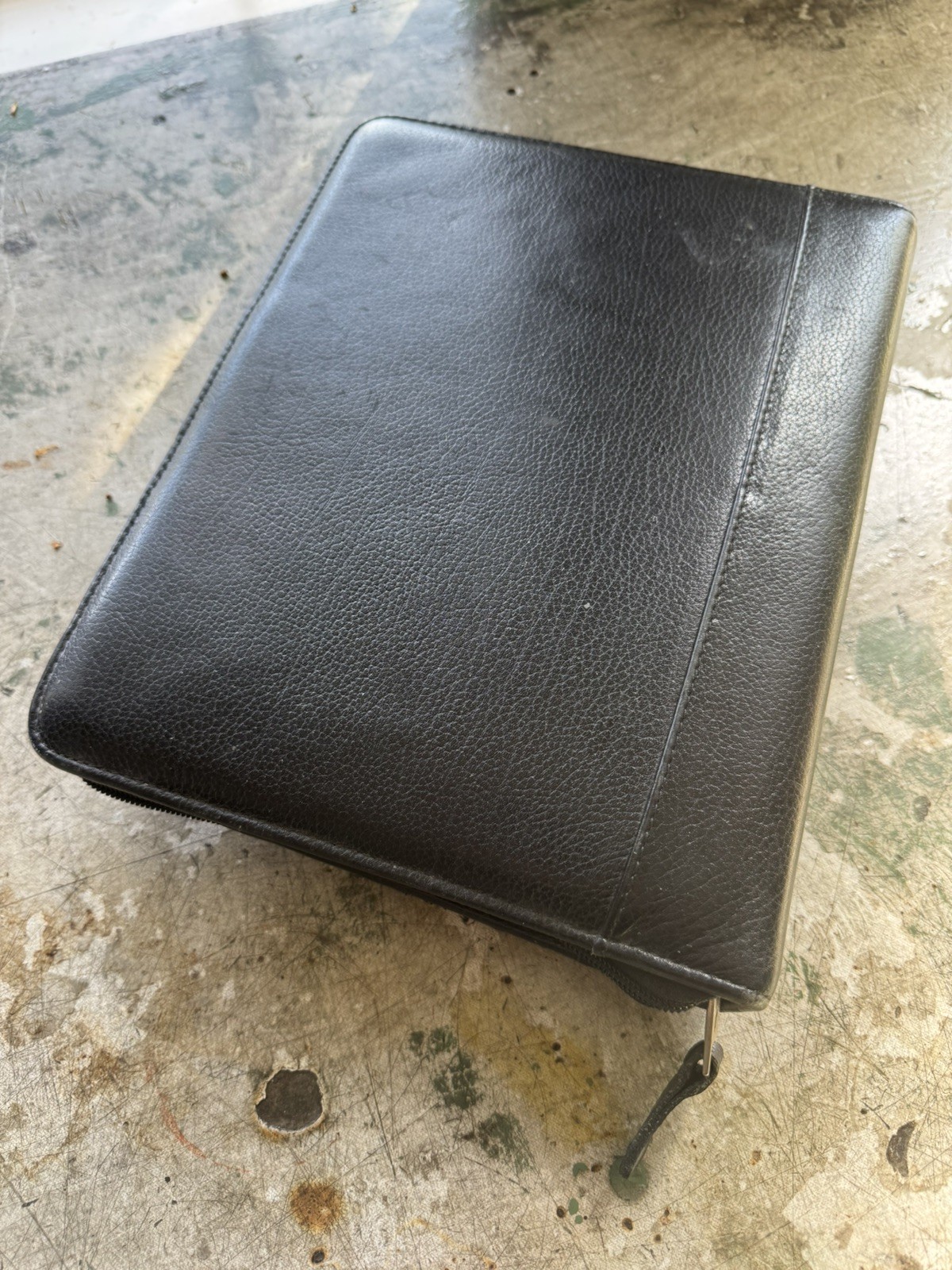 Franklin Quest Black Verona Leather Zip Organizer Planner 7 Ring Classic Binder