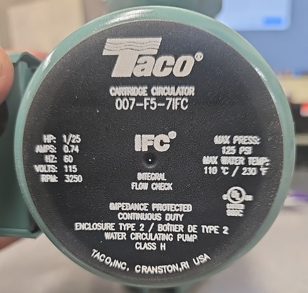 TACO 00 SERIES CAST IRON CIRCULATOR PUMP 007-F5-71FC *BRAND NEW NEVER INSTALLED*