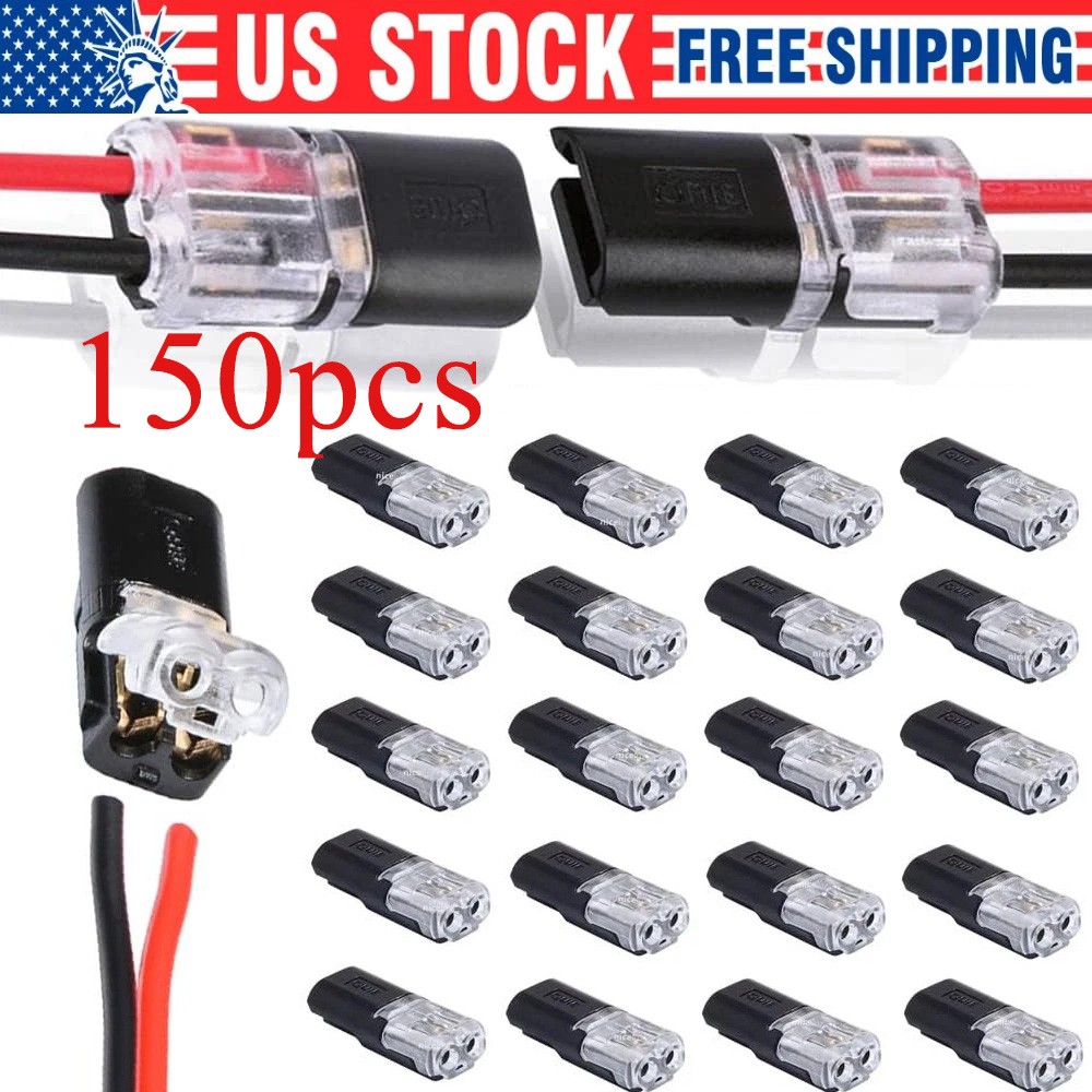 150 PCS Double-Wire Plug-in Cable Snap Connector Terminal Block w Locking Buckle