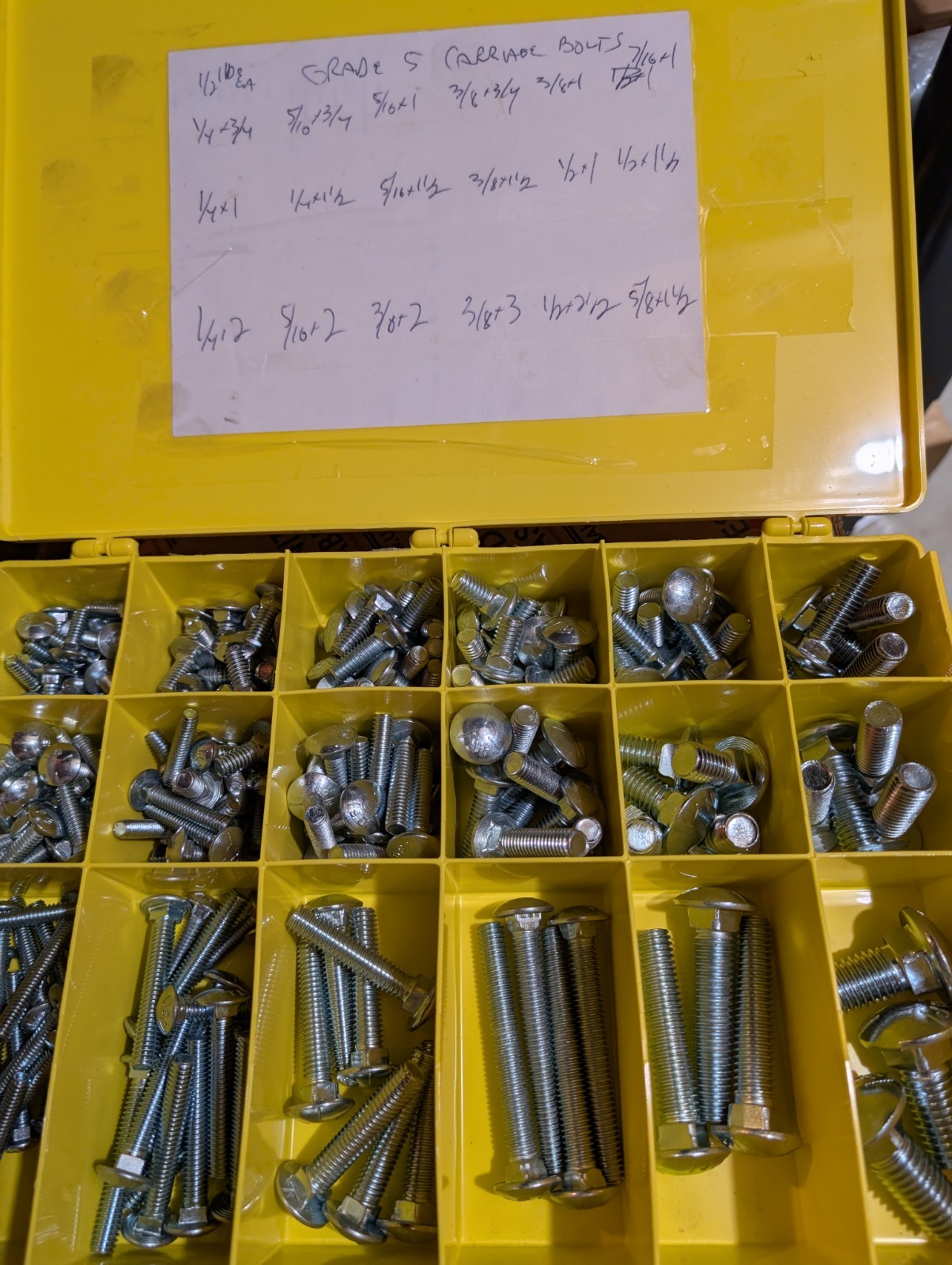 Grade 5 Carriage Bolt Kit 1/4″x3/4 to 5/8″x1-1/2″