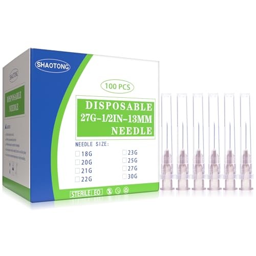 100 Pack 27 Gauge 1/2 Inch Luer Lock Needles Sterile Lab Dispensing Supplies