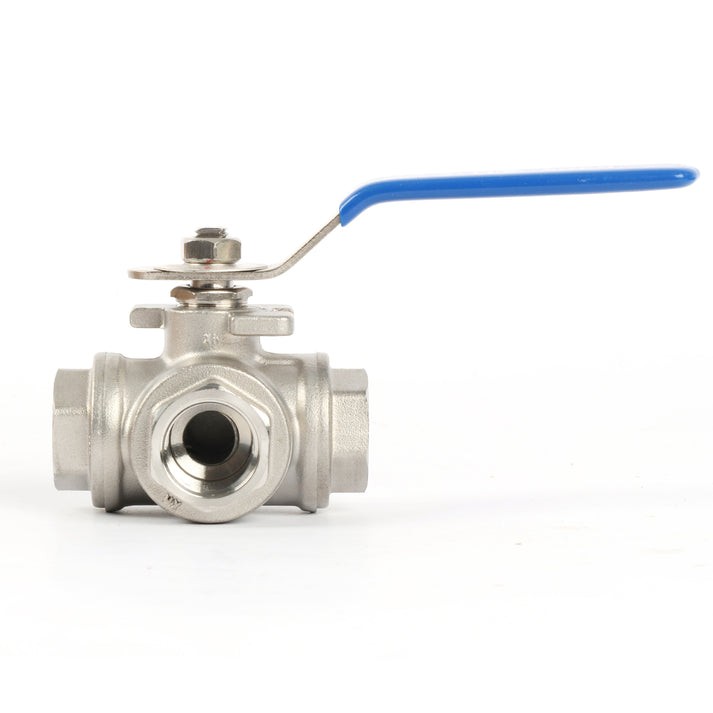 U.S. Solid 1/2 inch 3 Way Manual Ball Valve 304 Stainless Steel T Mounting Pad