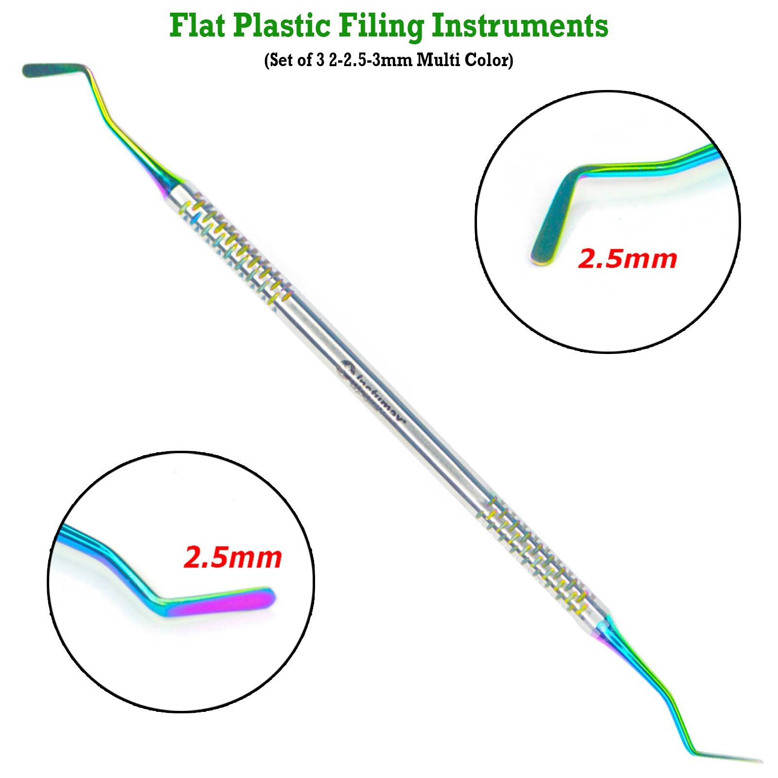 Set of 3 Dental Flat Plastic Filling Instruments Composite Multi Tip Restoration