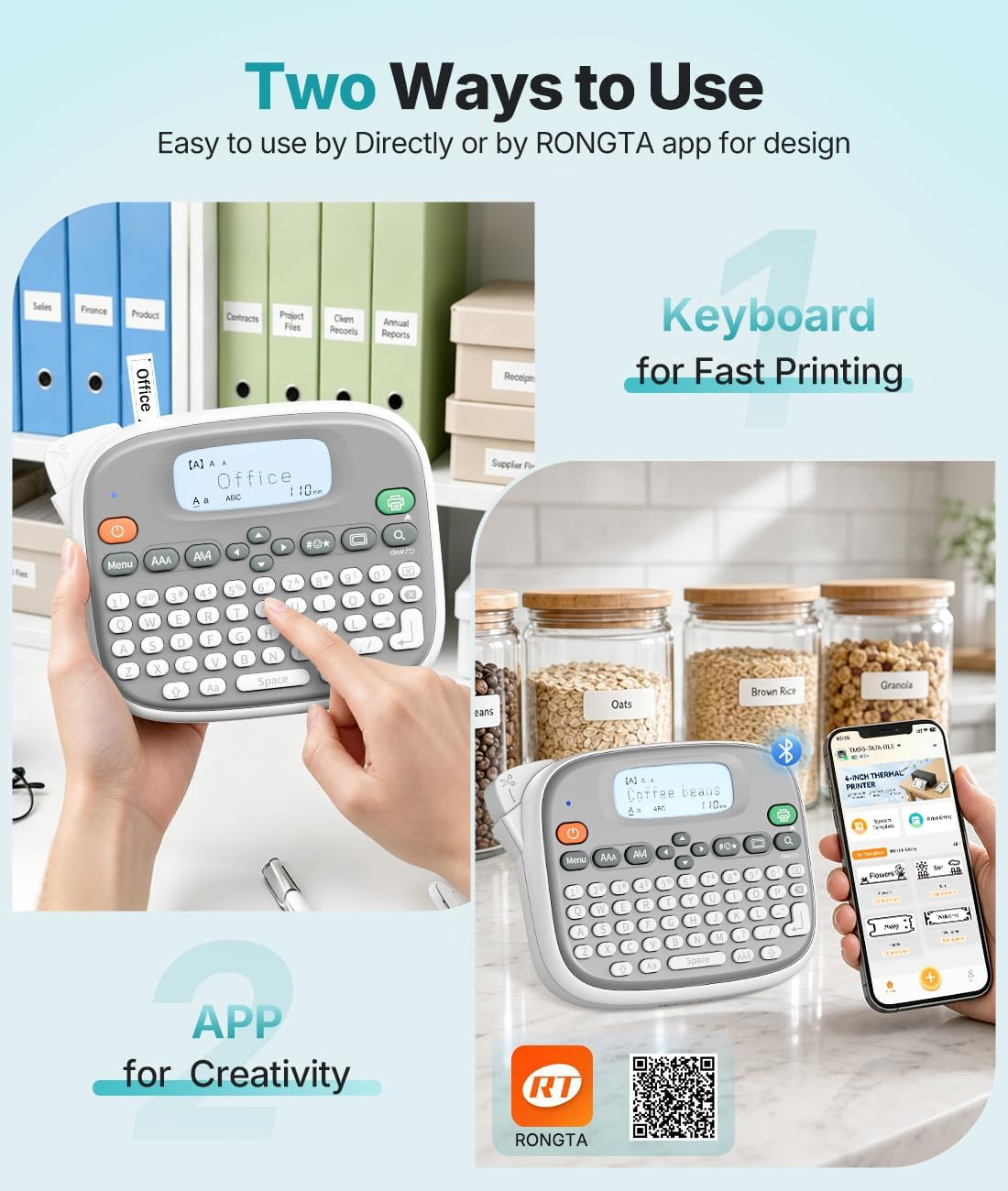 Portable Label Maker with QWERTY Keyboard and Waterproof Tape, White