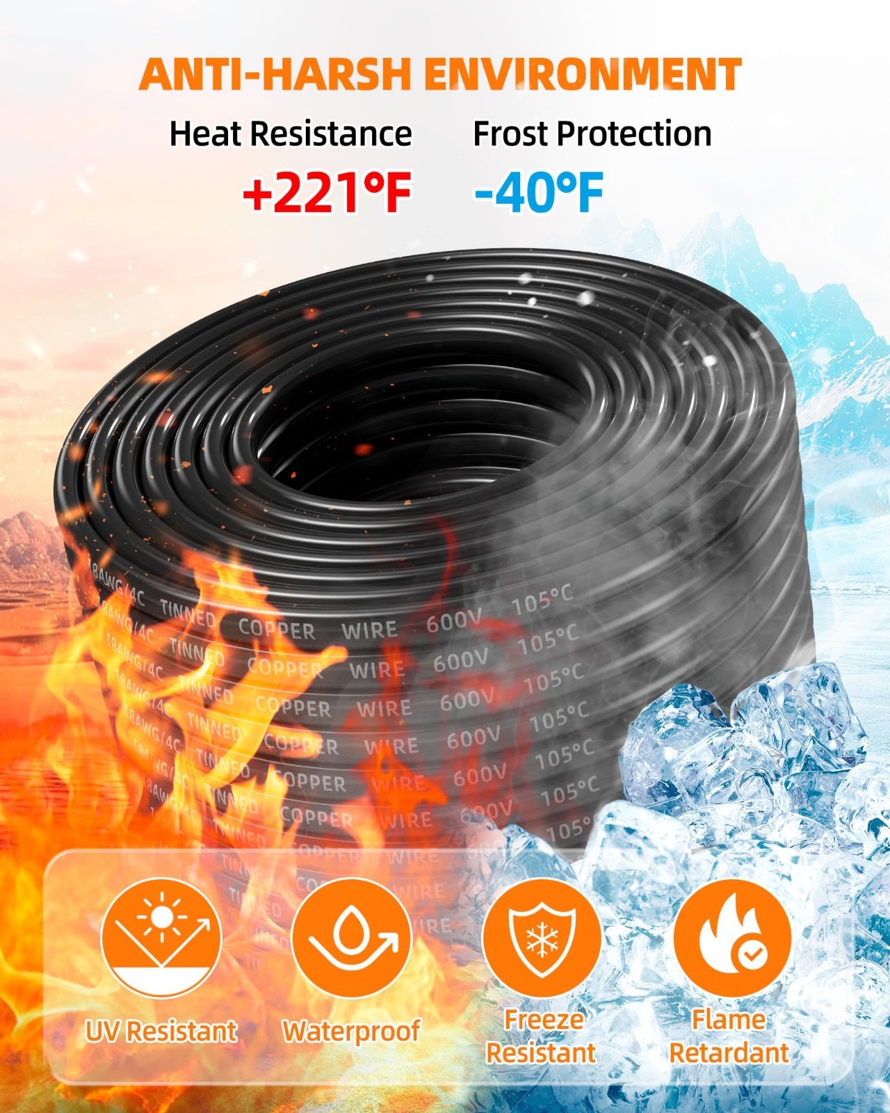 14 AWG 4 Conductor Tinned Copper Wire – Waterproof Flexible Low Voltage Cable 10