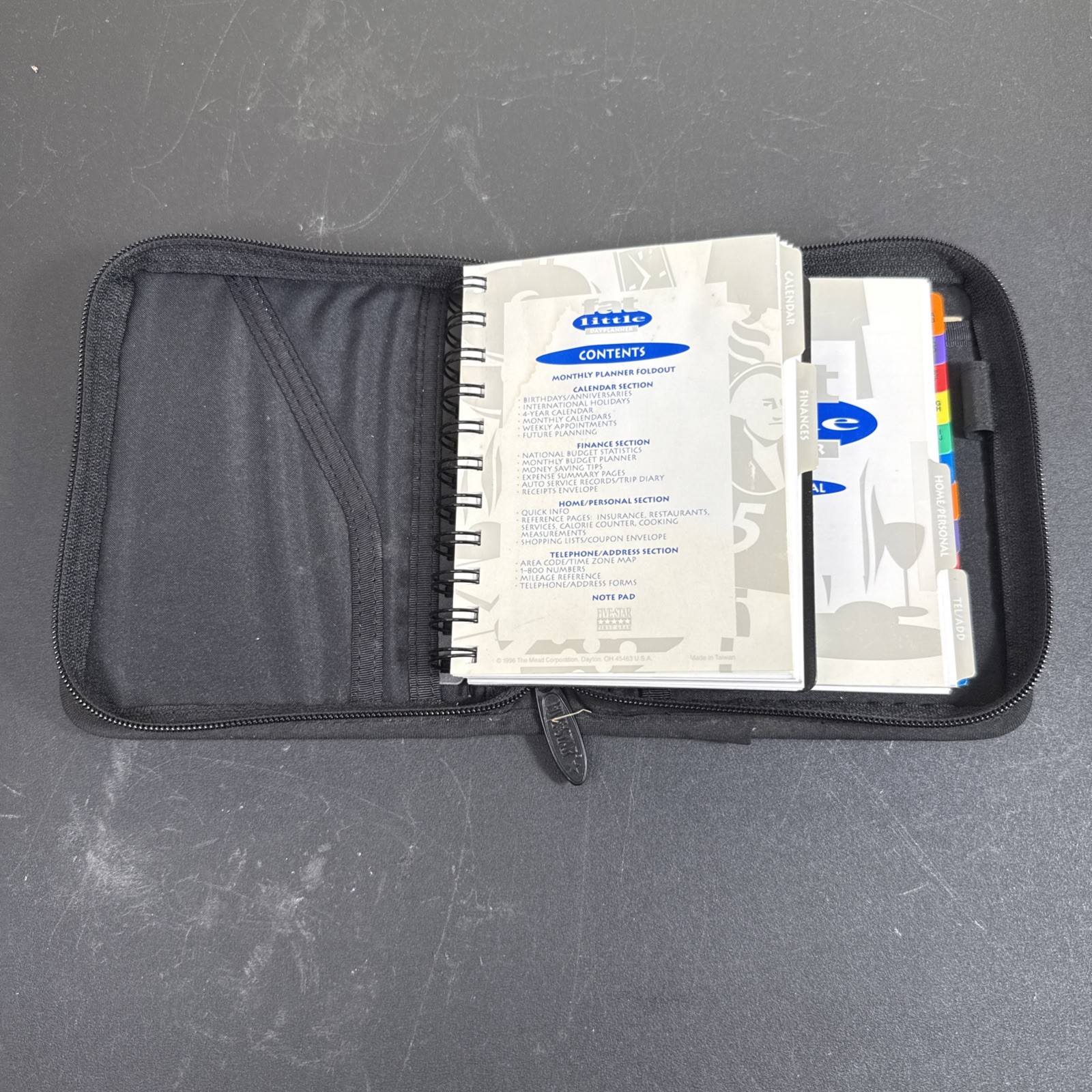 Vintage Mead Five Star Mini Fat Little Day Planner 1996 Black READ