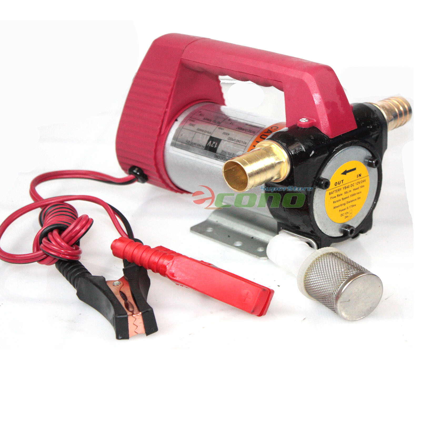 12V Bio Diesel Kerosene Fuel Transfer Direct Pump Kit W/Automatic Nozzle 12’hose