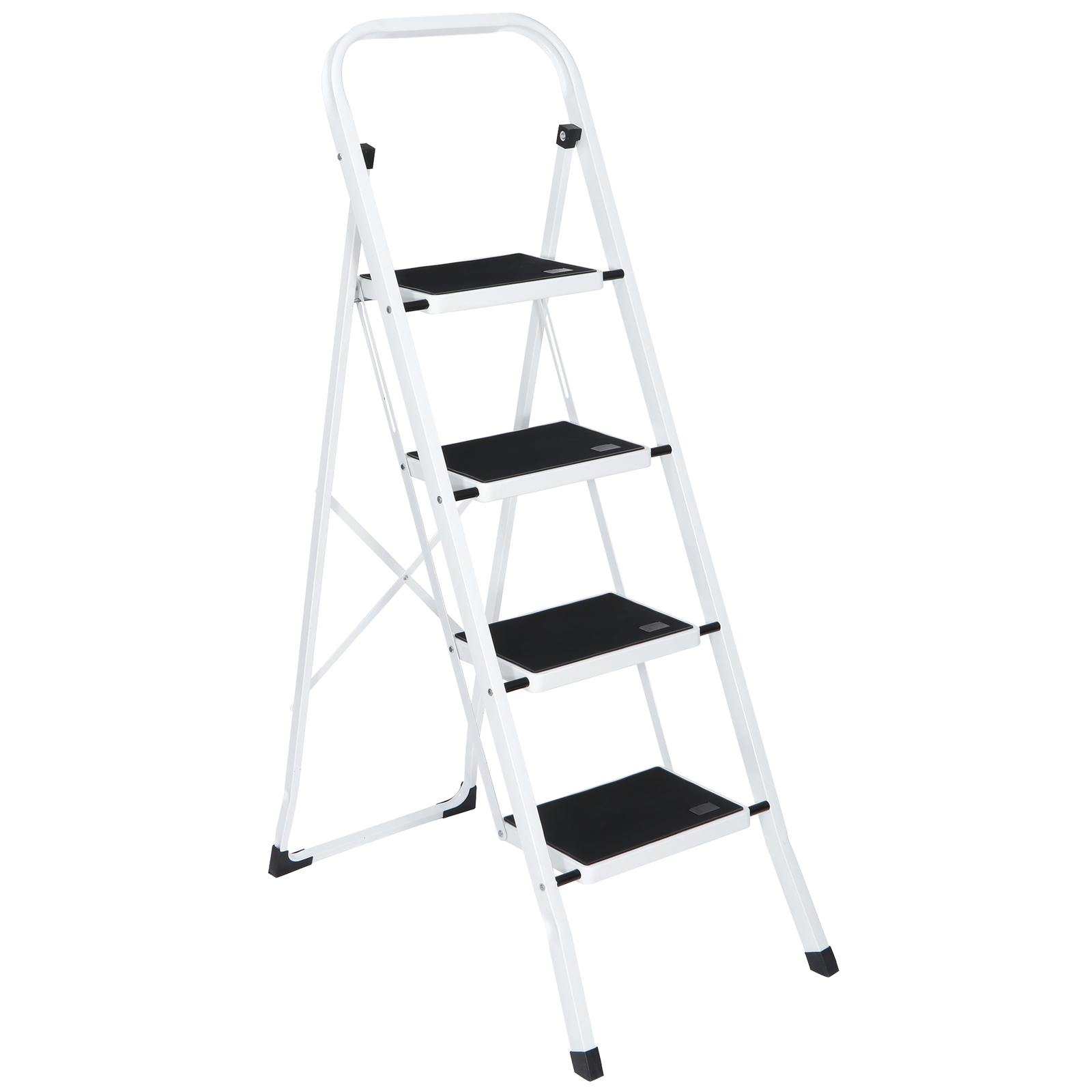 Steel Folding 4 Step Ladder Handgrip Anti-Slip Sturdy Stool Wide Pedal 330lbs