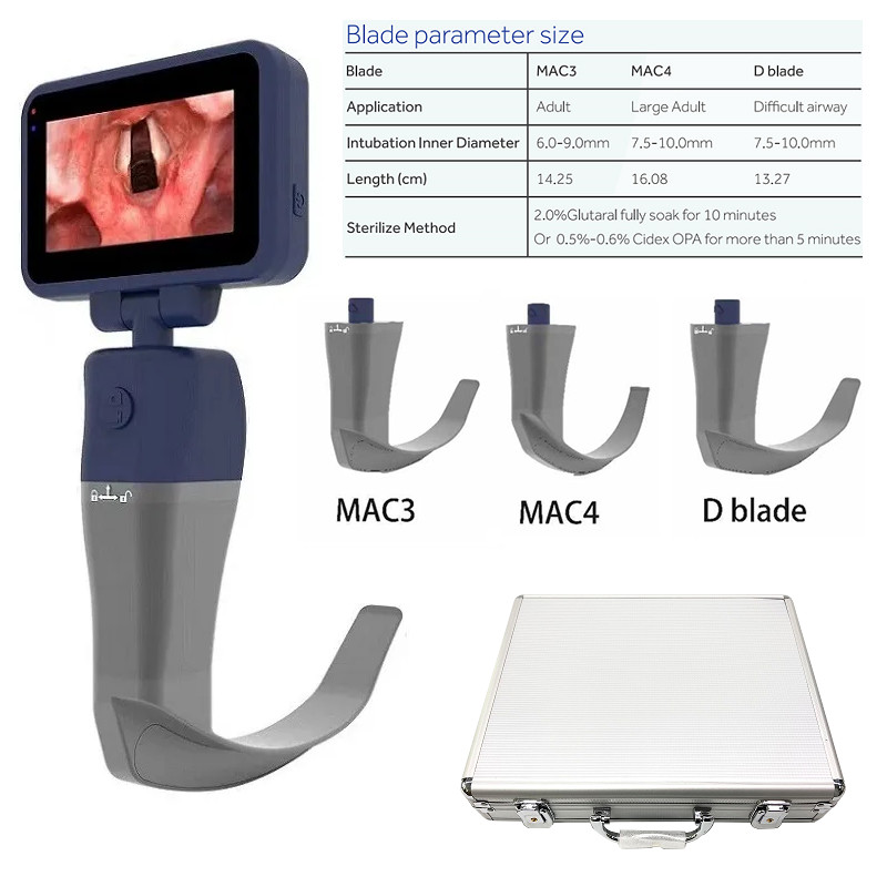 3.5″ Touch Screen Digital Anesthesia Video Laryngoscope With 3 Reusable Blades