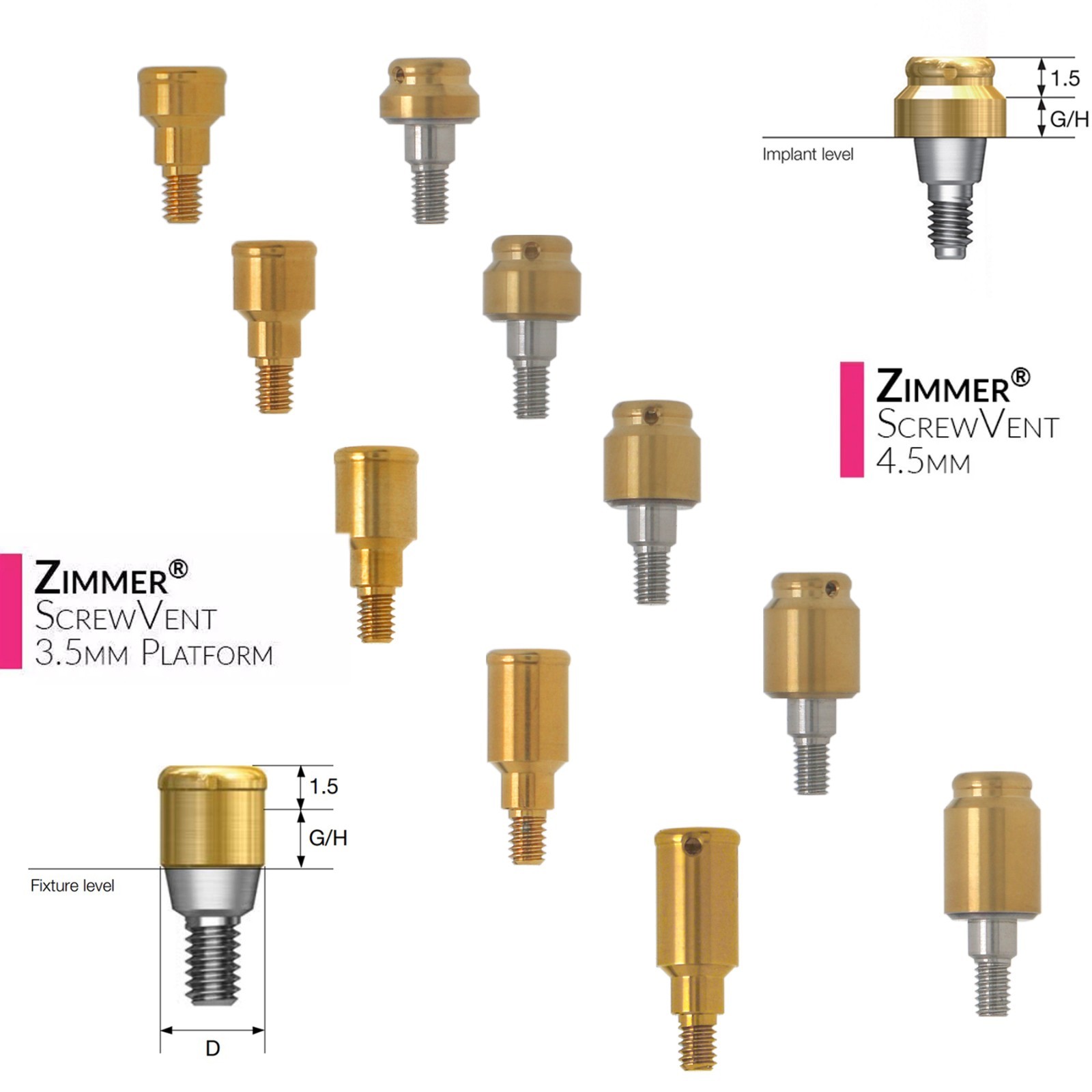 Locator Abutment 1–5mm for Zimmer TSV 3.5/4.5 Compatible MIS Adin Male Caps Tool