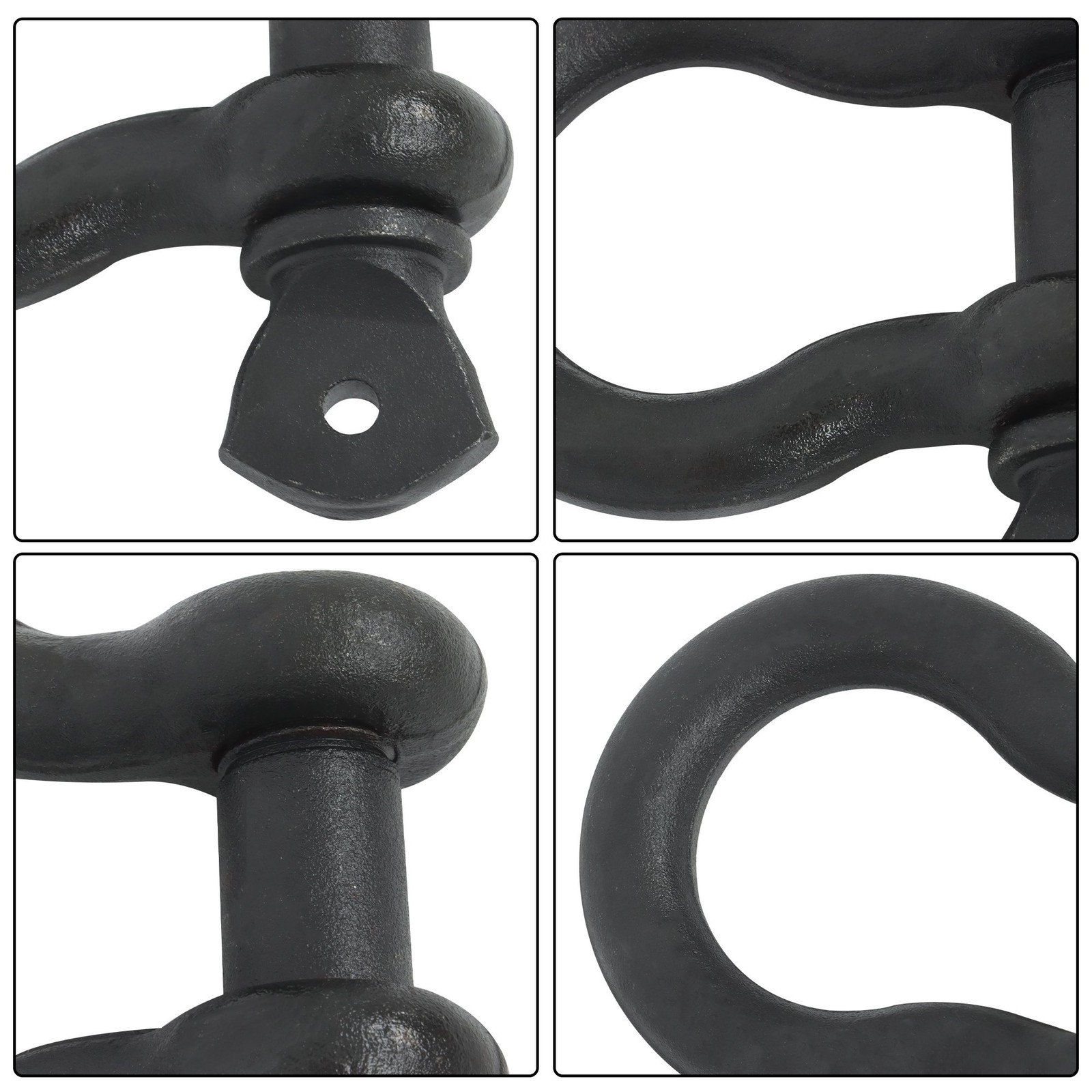 4 Pack 3/4 Inch Bow-Shaped D Ring Shackles 4.75t/10471lbs Working Load Black