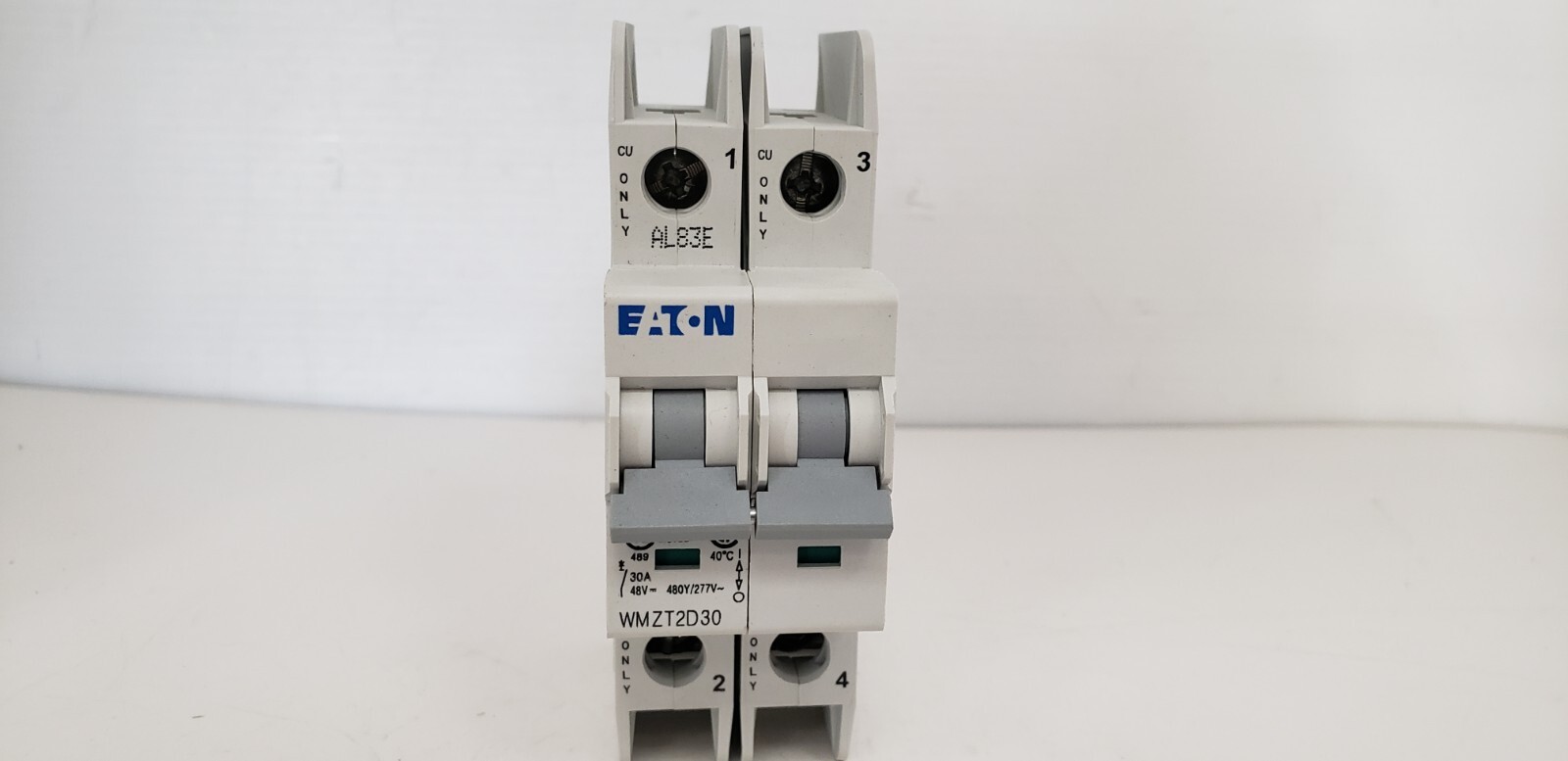EATON WMZT2D30 (FAZ-D30-2-NA) CIRCUIT BREAKER, 2P 30A 10kA 480Y/277V TYPE D, NIB