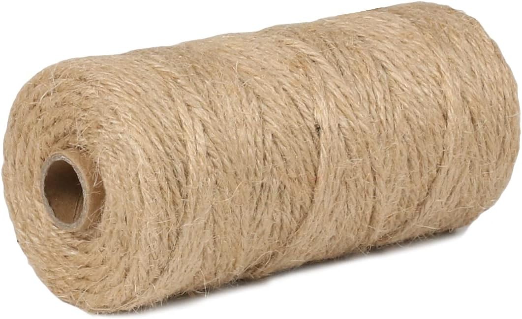 PerkHomy Jute Twine String 3mm 328Ft Natural Thin Ribbon for Craft, Gardening, W