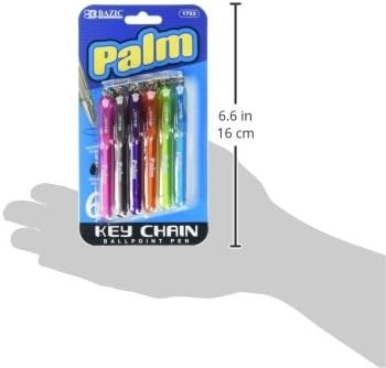 BAZIC Palm Mini Ballpoint Pen w/Key Ring, Roller Pens Medium Point 1.0mm, Small