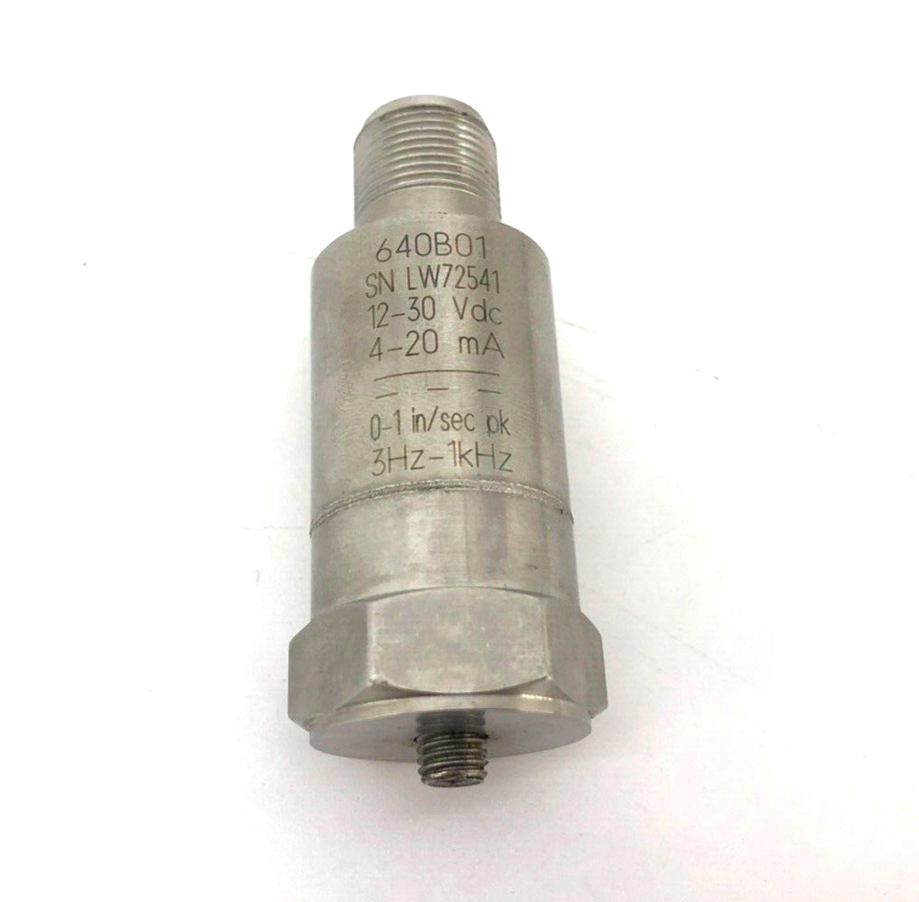 IMI 640B01 Industrial Vibration Sensor 4-20 MA Output 0-1 in/sec PK 3-1kHz