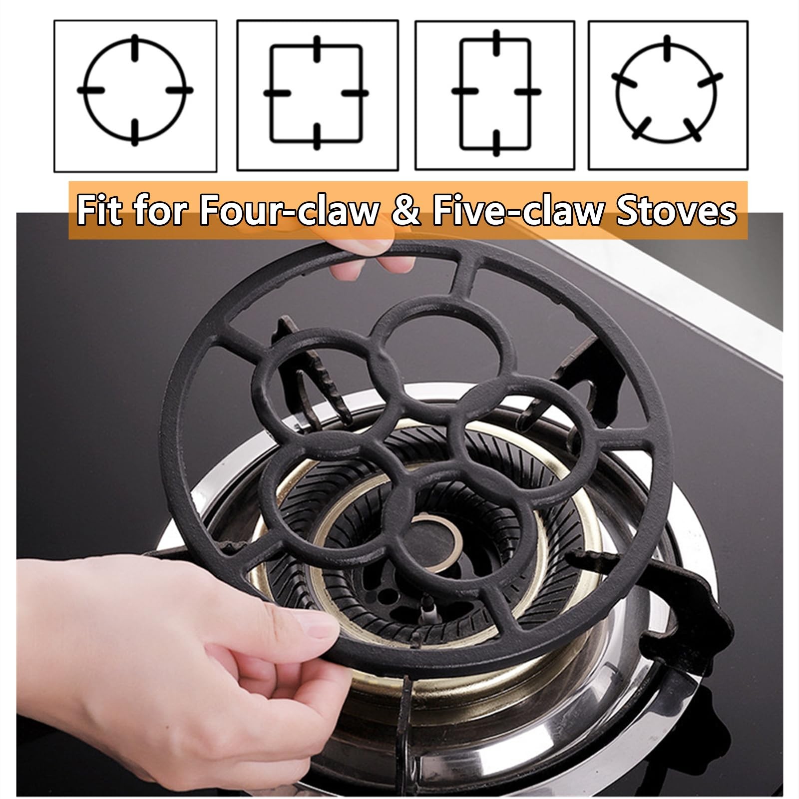 Cast Iron Wok Support Ring Stovetop Stand, Non Slip Gas Ring Reducer for Moka…
