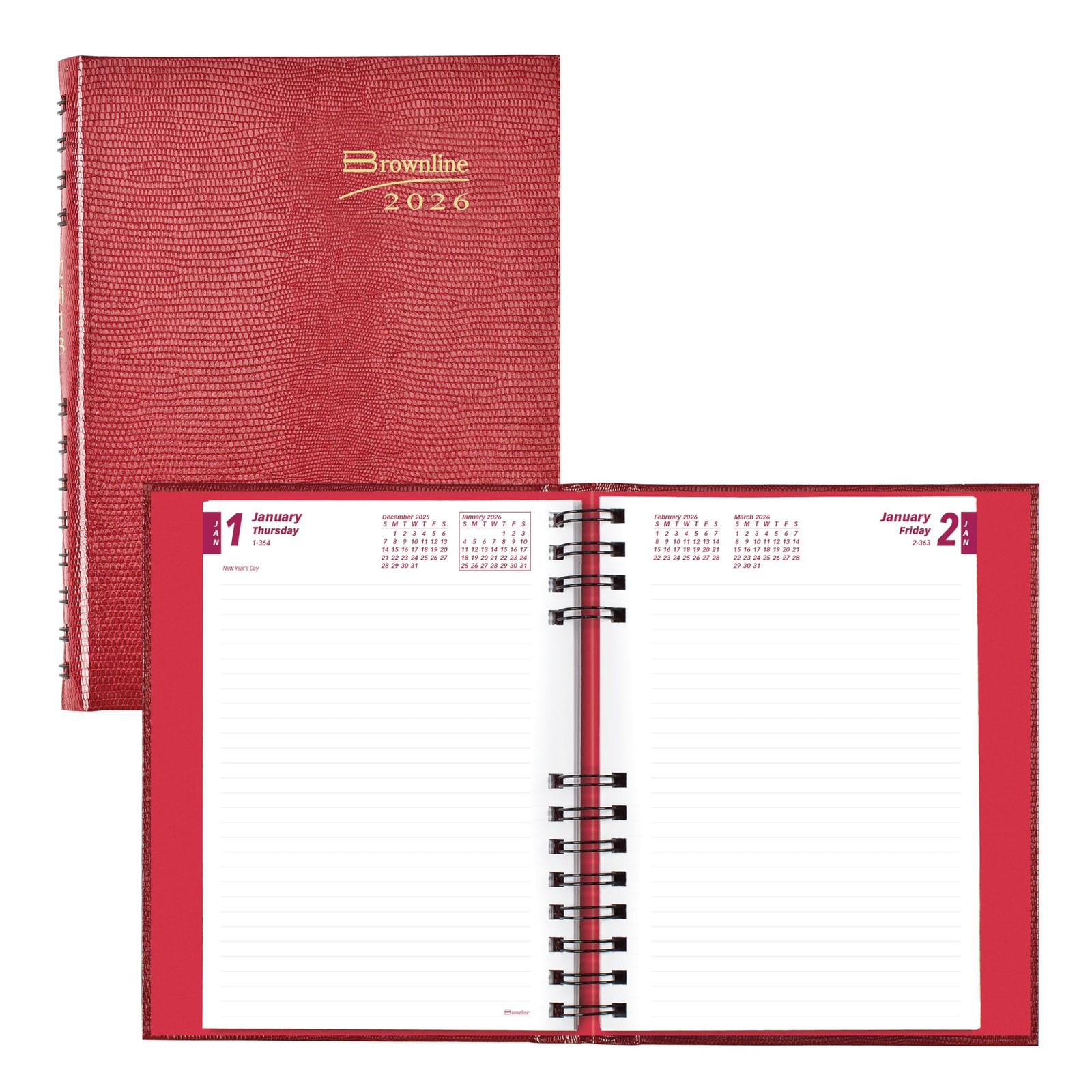Brownline 2026 Coilpro Daily/Monthly Planner Untimed Journal 12 Months January