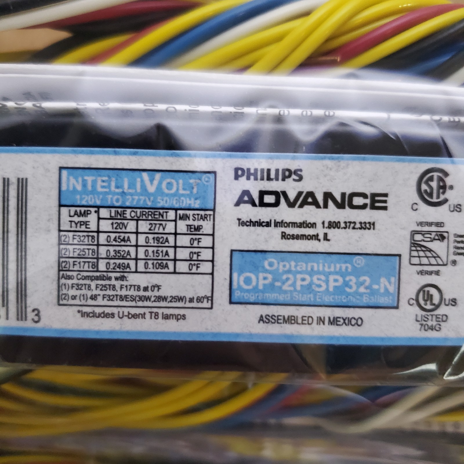 Philips Advance IOP-2PSP-32N Optanium Electronic Ballast 2 Lamp T8 120-277V