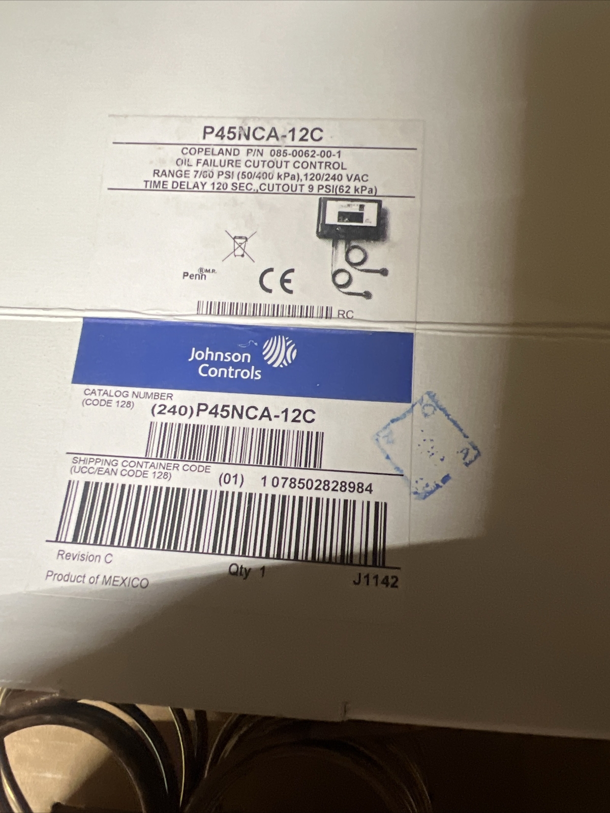 Johnson Controls P45NCA-12 Lube Oil Protector. New In Box.