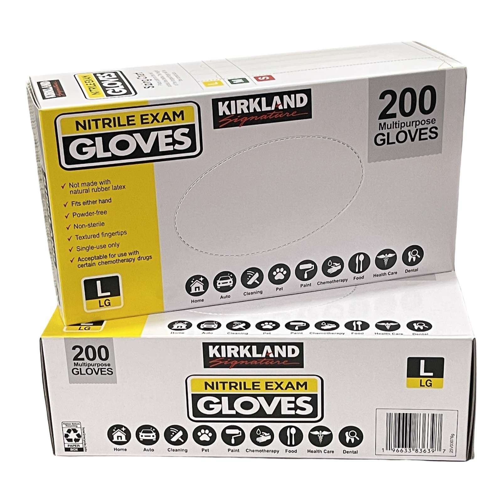 Kirkland Size L Nitrile Gloves 200 Ct Powder-Free Non-Latex Gloves Blue