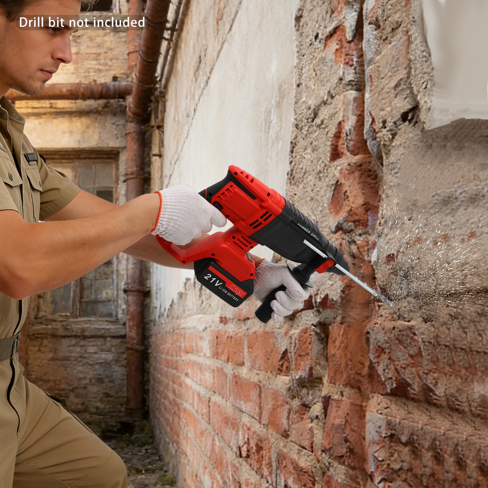 Brushless Hammer Drill Battery-powered Hammer Drill with 4 Modes