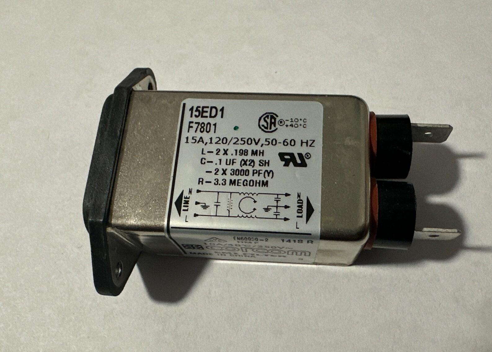 Corcom EMI Filter 15A,120 250V AC 50/60Hz 15ED1 F7801