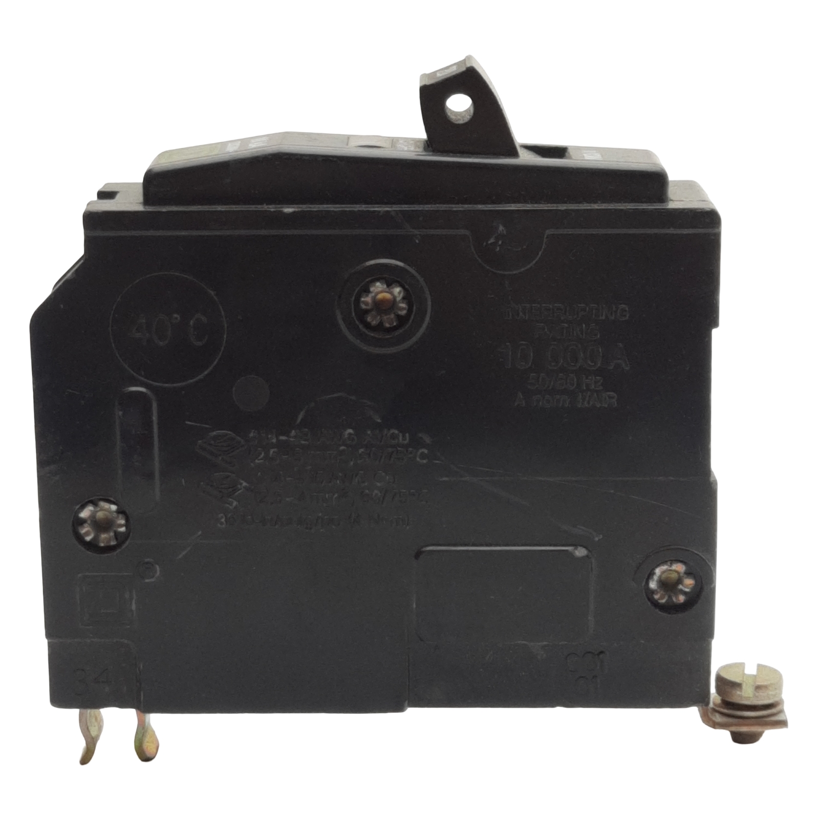 Lot of 4 Square-D QOB120 Circuit Breaker, 1-Pole, 20A 120/240VAC 48VDC, Bolt-On