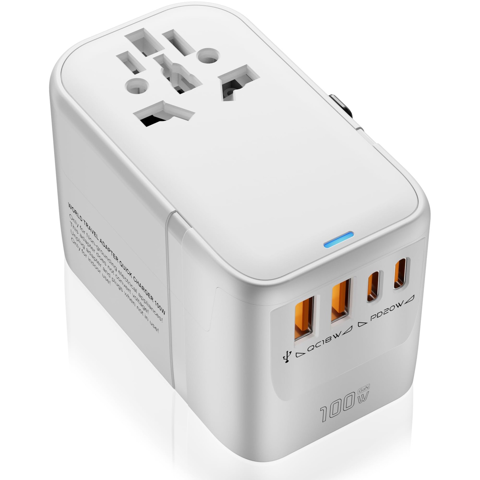 New Universal Travel Adapter GaN 100W,International Power Adapter with 5 USB(…