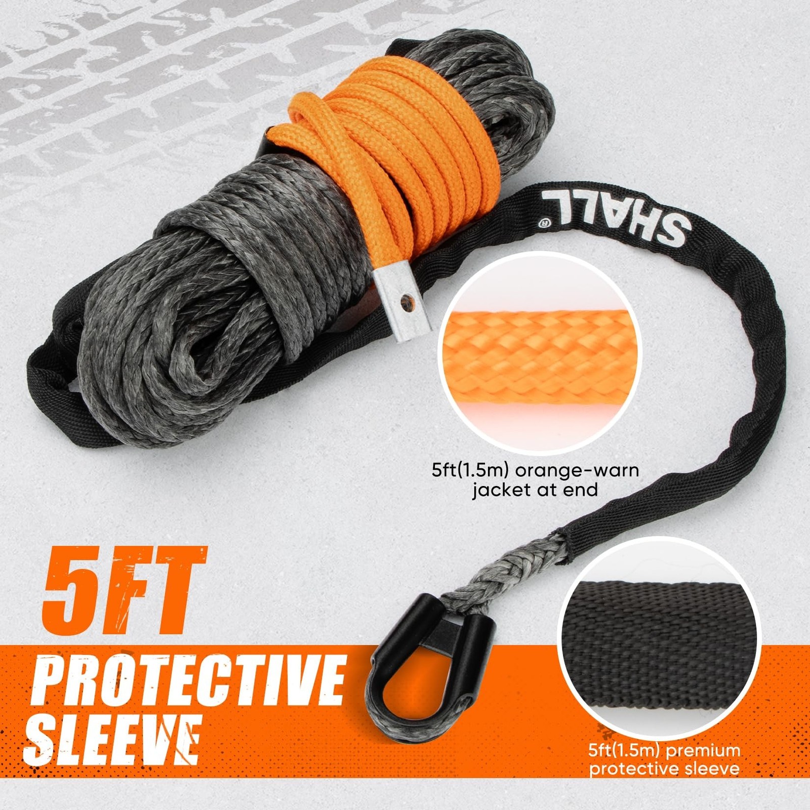 SHALL Winch Rope, 1/4 Inch x 50 Ft Synthetic Winch Rope – 10000LBS Winch Line…