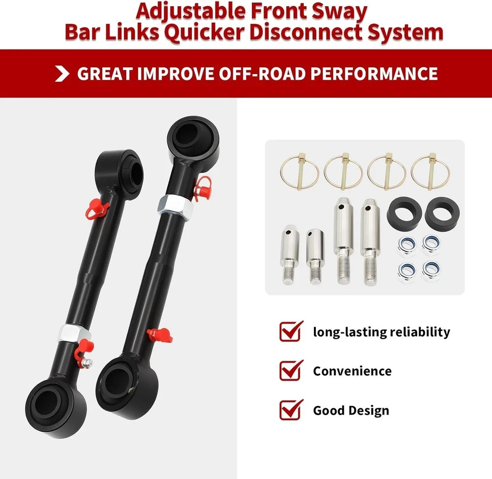 Adjustable Front Sway Bar Links Quick Disconnect 2.5-6″ Lift Nakkaa (72 chars)