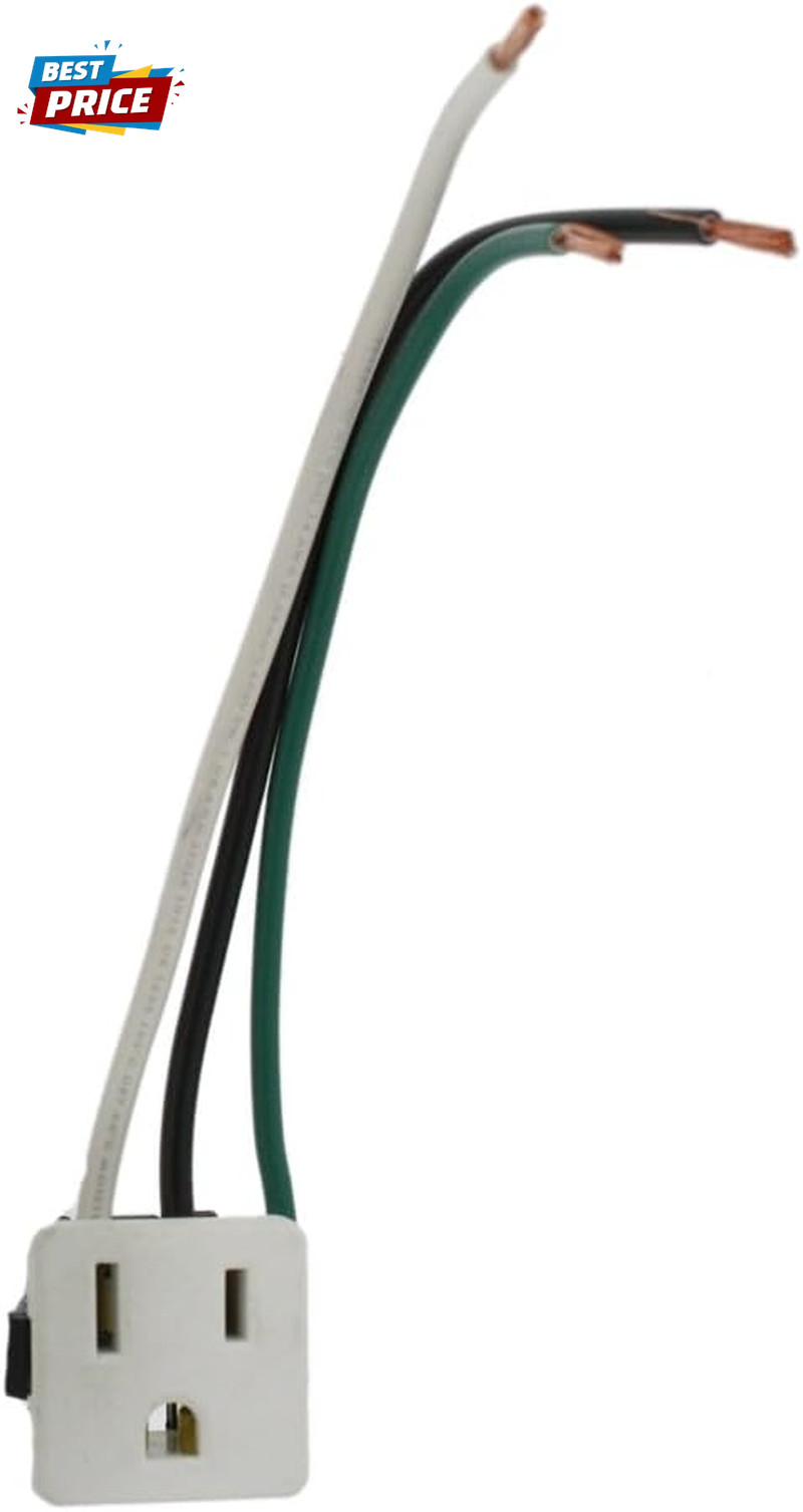 15A, 125V, Snap-In Receptacle, Grounding, 1374-1W, White