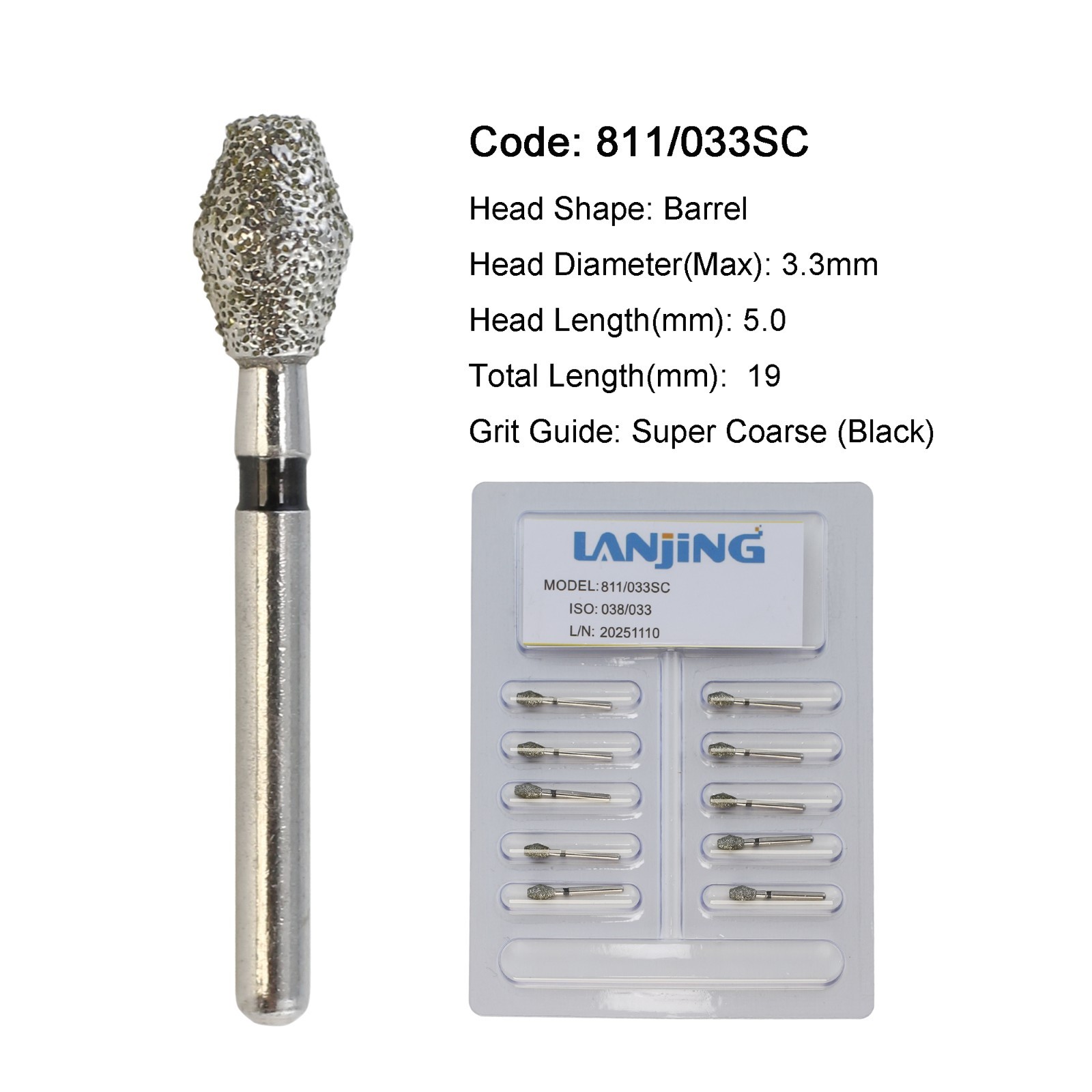 Dental Burs Diamond 330 Pear Egg Football Barrel High Speed FG 830/010 379/023