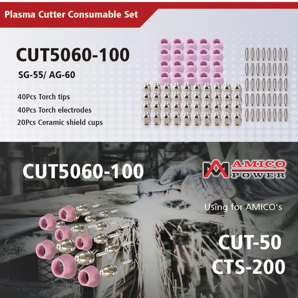 50 Amp – 60 Amp Plasma Cutter Consumable Set, Use for CUT-50 CUT-60 APC-50 APC-6