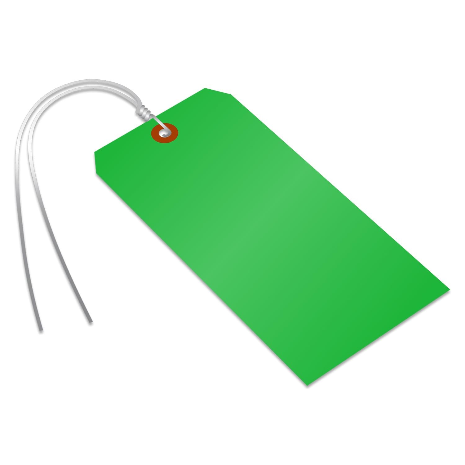 Green Plastic Tags With Wires 6.25×3.125 Inch Metal Eyelet TearProof 100 PCS