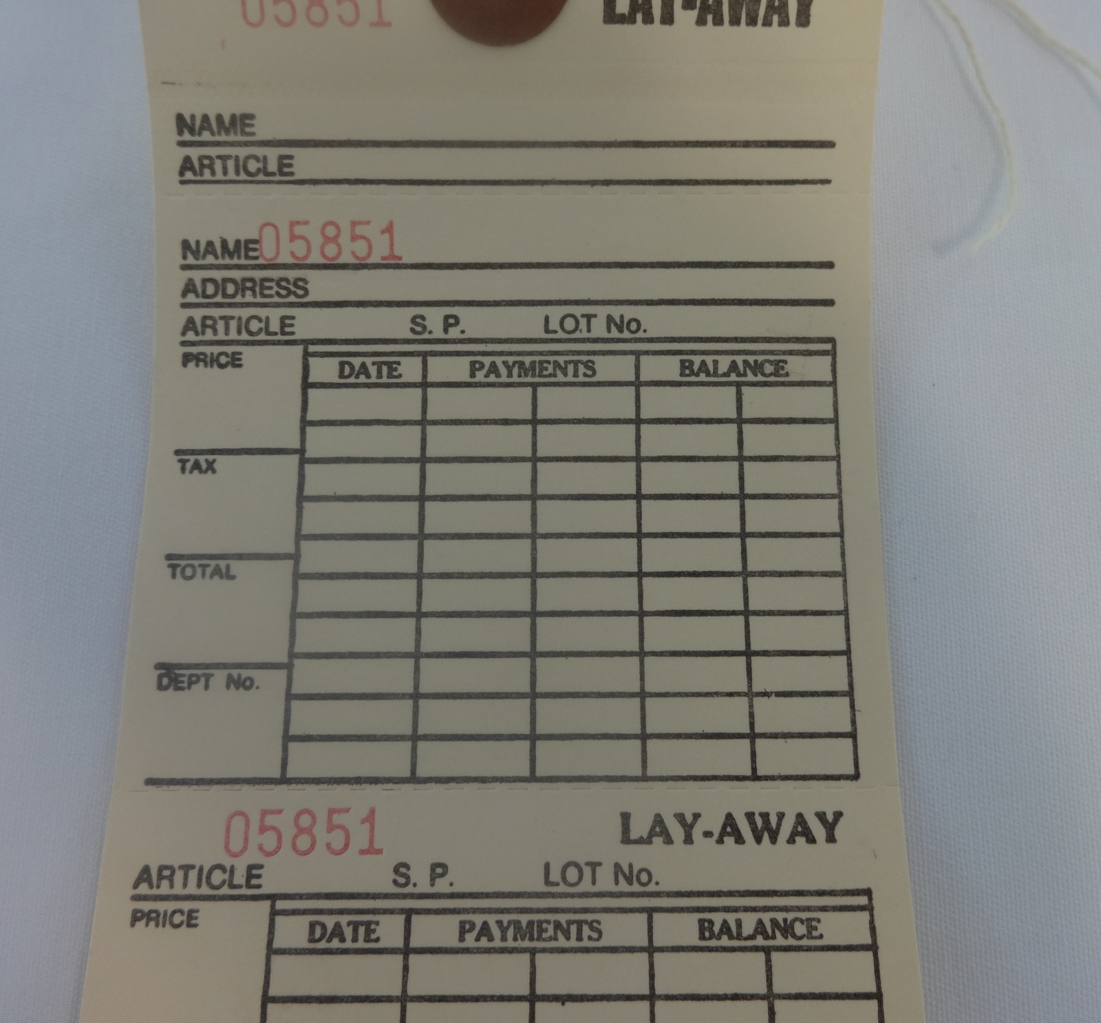 Qty. 100 Off-White Layaway Tags Merchandise Price Tags