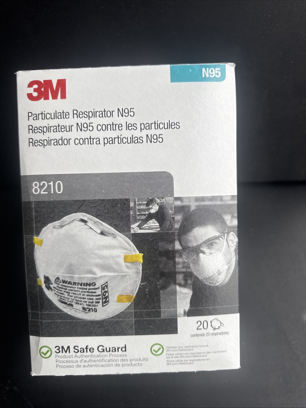 FREE SHIP | 3M 8210 N95 Mask Box of 20 Protective Particulate Respirator 12/25