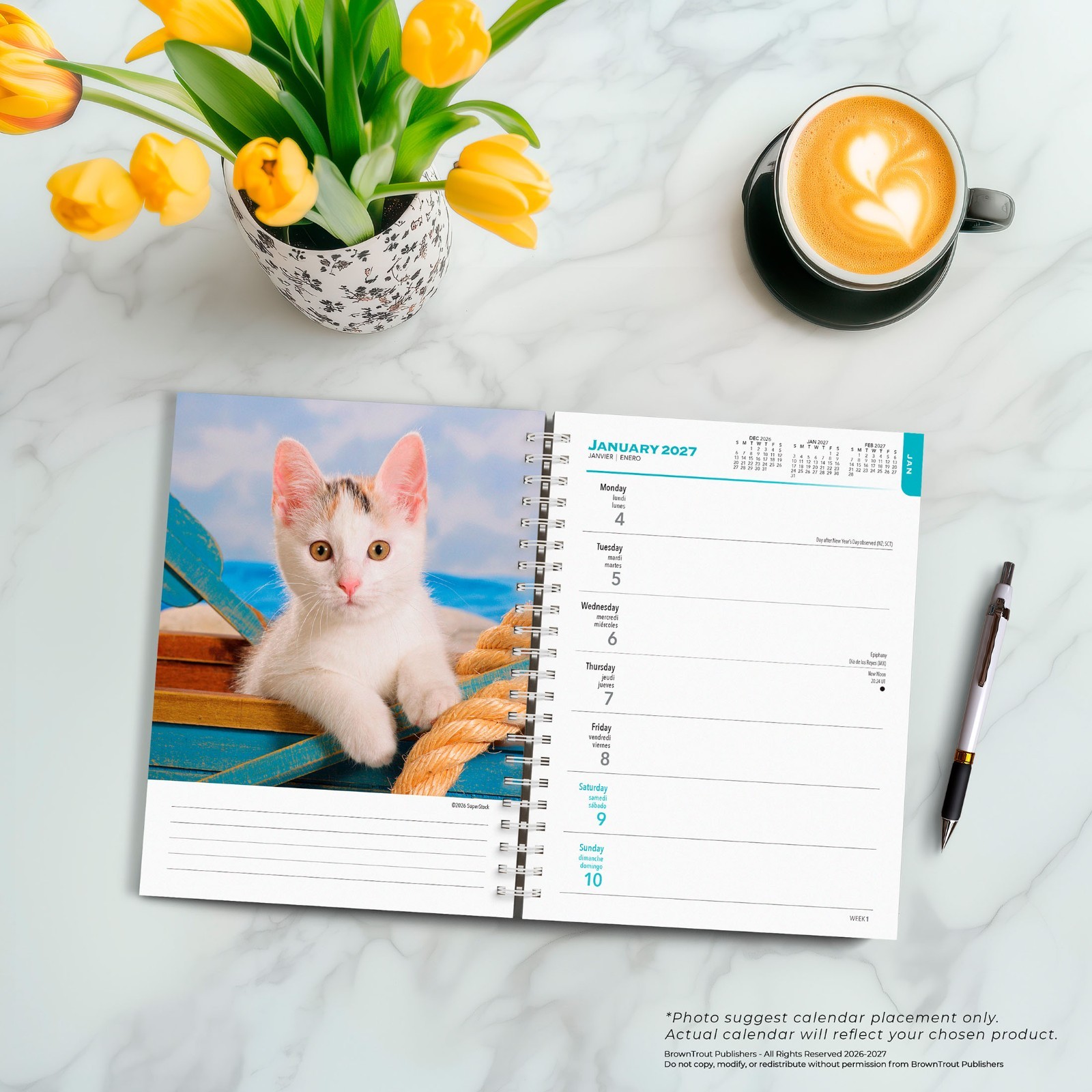 Kittens | 2027 6×7.75″ Spiral-Bound Wire-O Weekly Engagement Planner Calendar