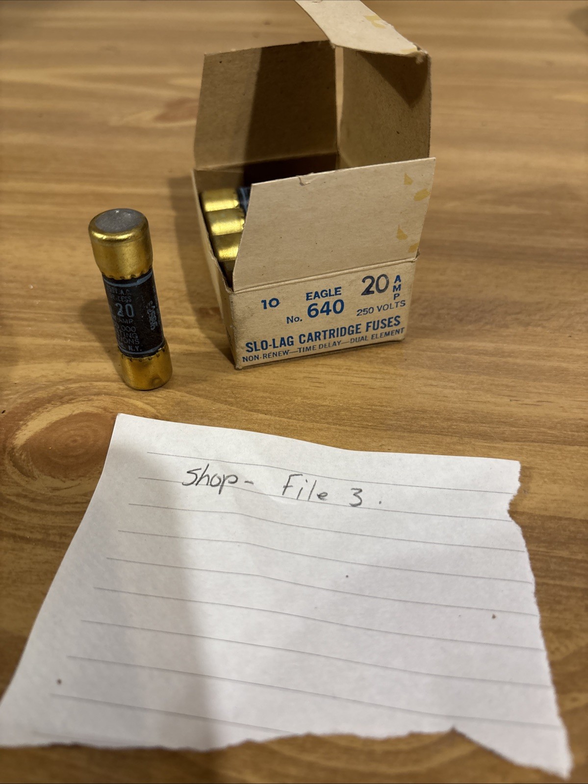 10x Eagle 640 Slo-Lag Dual Delay Cartridge Fuses 20a 250V US-made New old stock