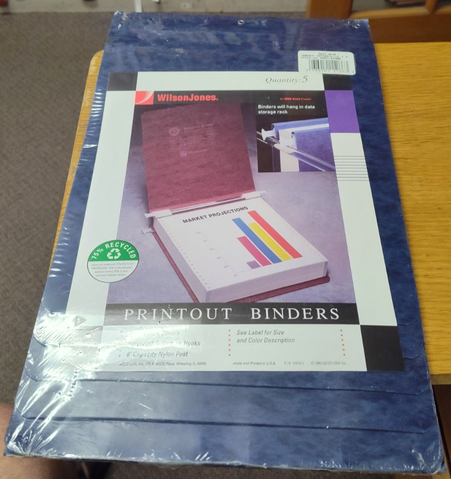 WILSON JONES DARK BLUE PRINT OUT BINDER 9-1/2″ X 11″ 5 PACK