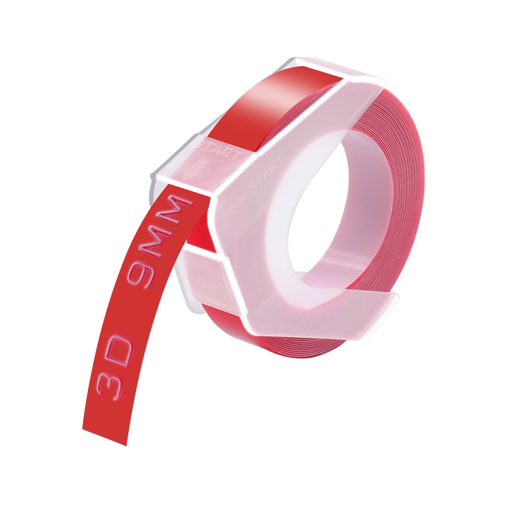 3D Emobssing Tape White on Red 520102 For Dymo Organizer Xpress Label Maker 9mm