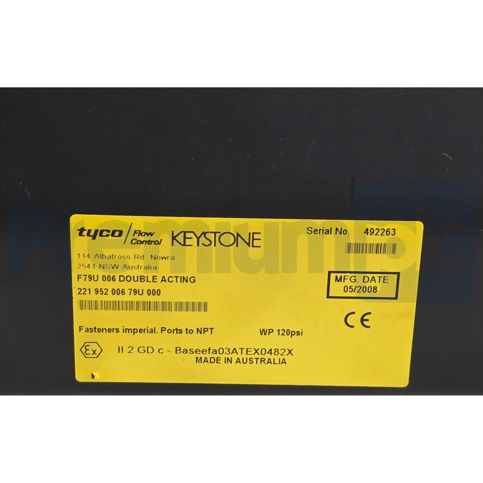 Keystone Tyco F79U 006 Double Acting Pneumatic Actuator 221-952-006-79U-000 NSNP