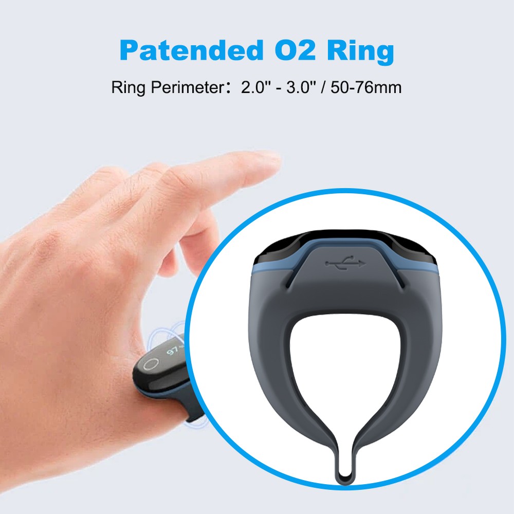 Wellue O2Ring Oxygen Monitor with Vibration Reminder Bluetooth O2 Pulse Oximeter